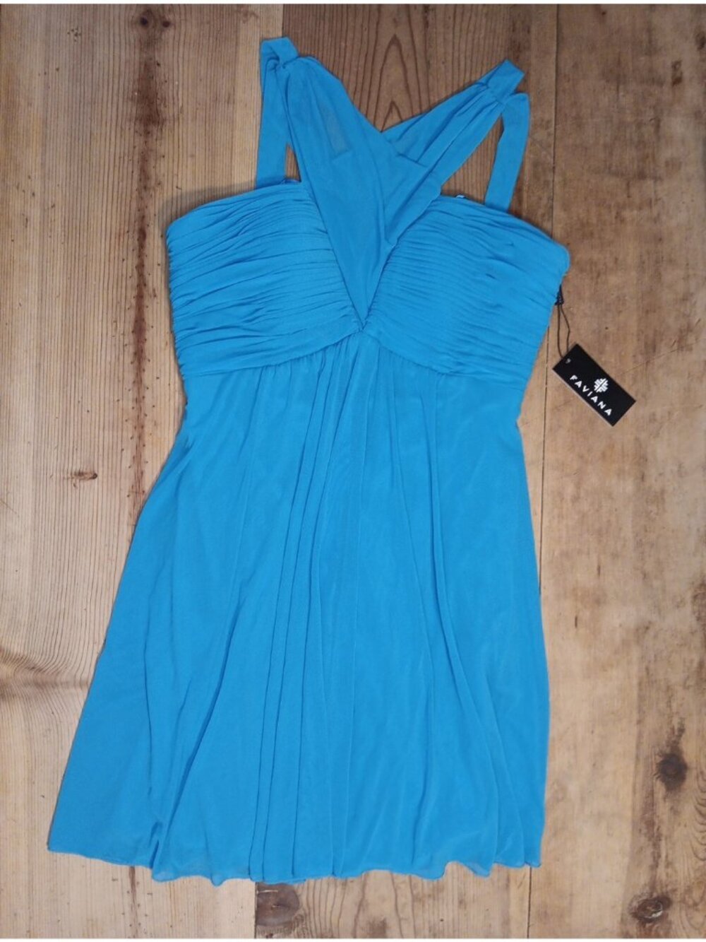 Faviana Prom Dress Womens 10 Stretch Mesh Halter V-Neck Shirred Bust Short NWT